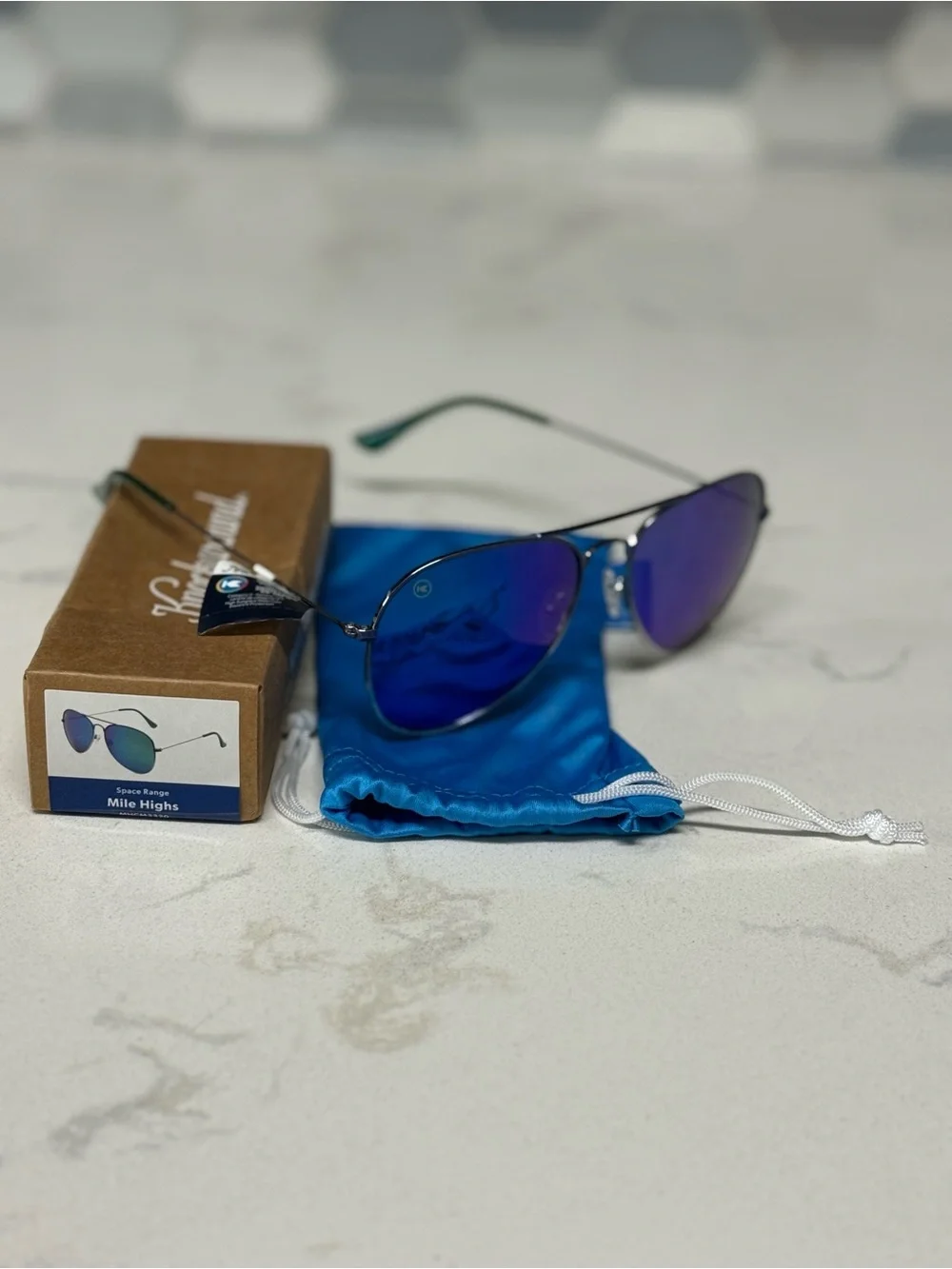 Mile Highs Aviator Sunglasses with Green-Blue Mirrored Lenses